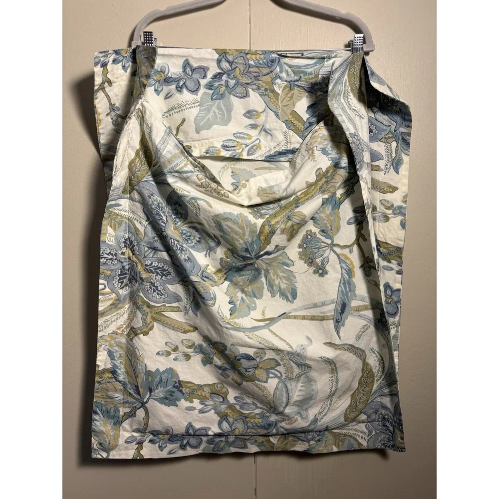 2 Pottery Barn Standard Pillow Sham Caesarea Blue Floral Organic Cotton Bedding